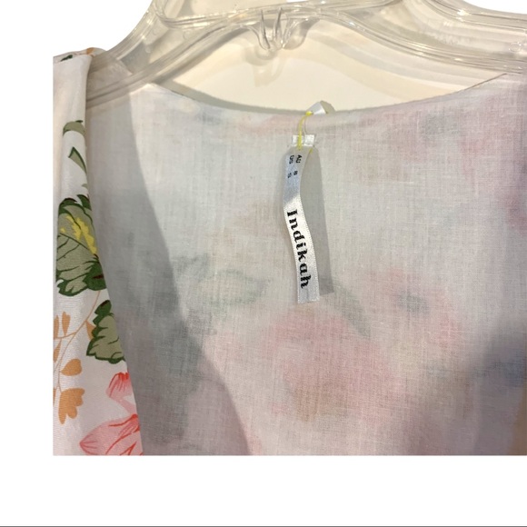 Anthropologie Indikah summer floral wrap dress with short flutter sleeves size 8 - Picture 7 of 7